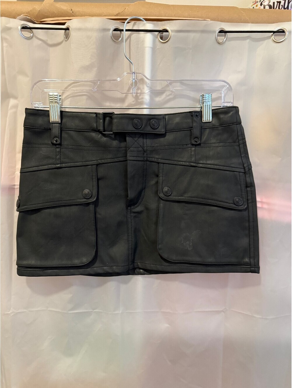 We The Free Black Faux Leather Mini Skirt Size 25